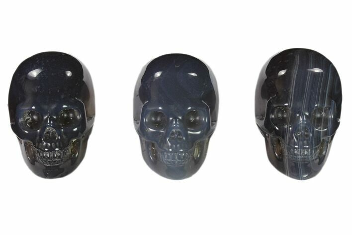 1.5" Polished Blue Agate Skulls - Brazil - Photo 1